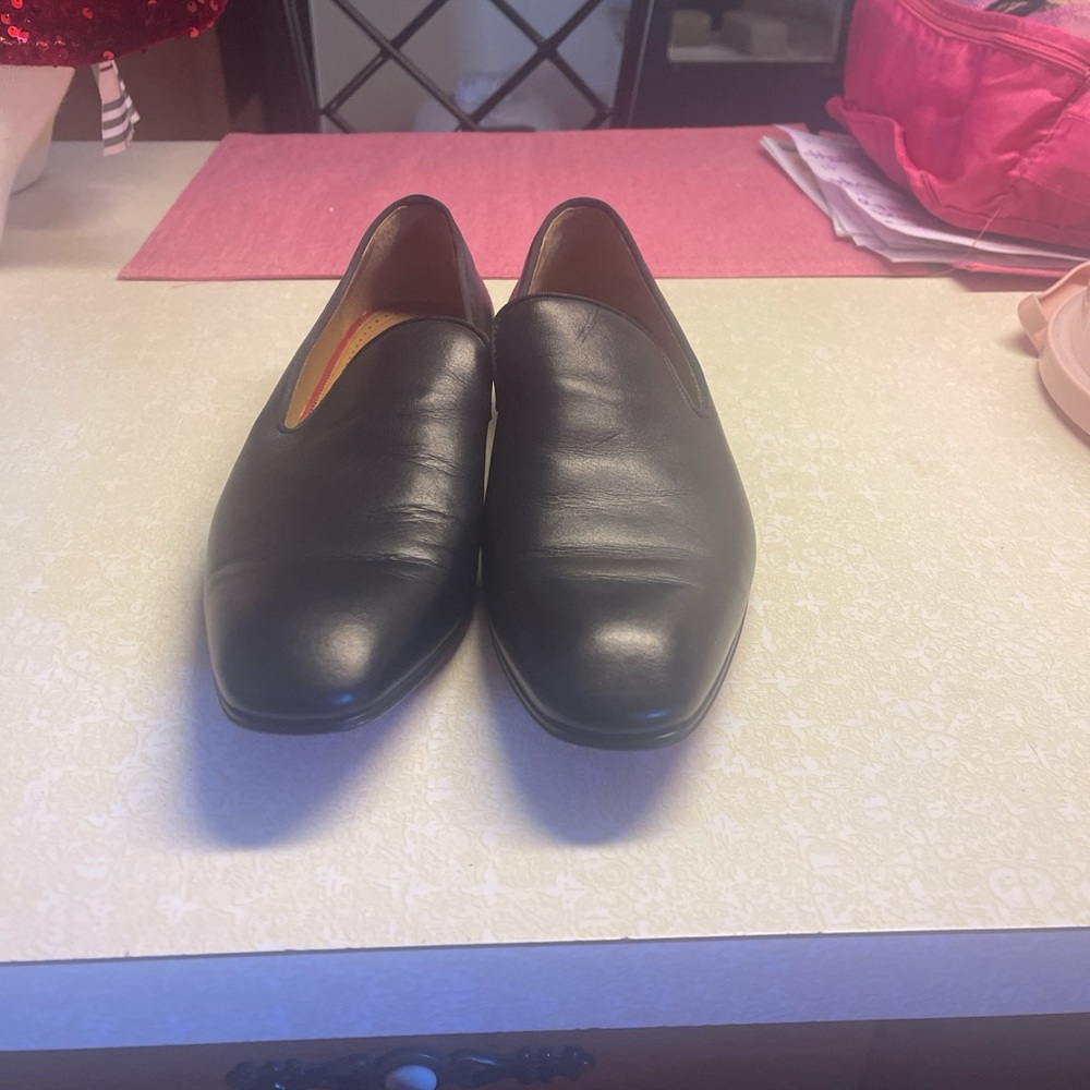 Christian Louboutin Black Leather Slip-On Loafers